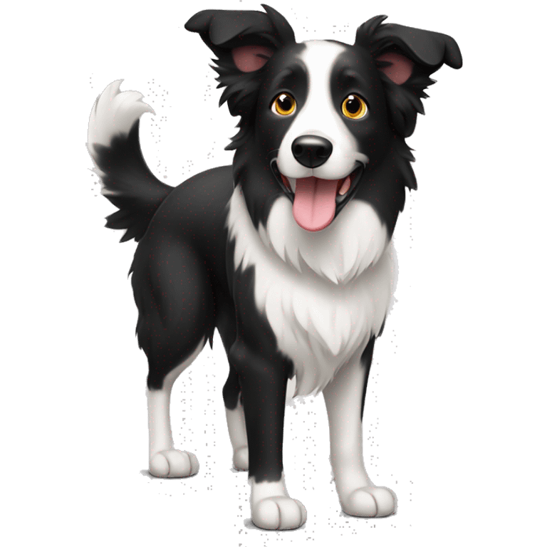 Short haired Border Collie with standing ears Black white  emoji