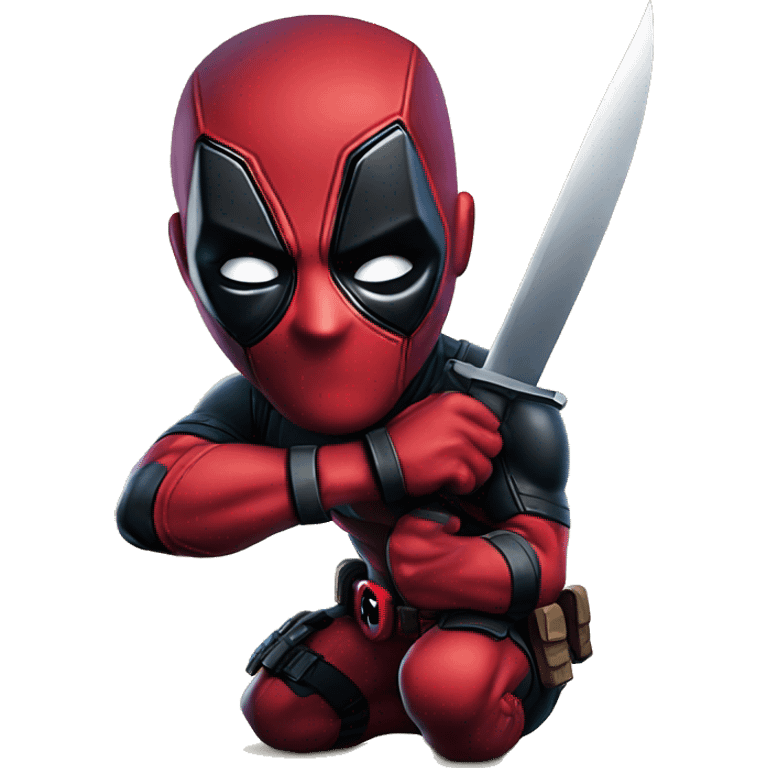 deadpool crouching with knife emoji