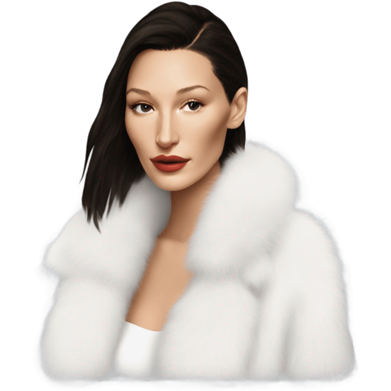 Bella hadid in white fur, minimalist style  emoji