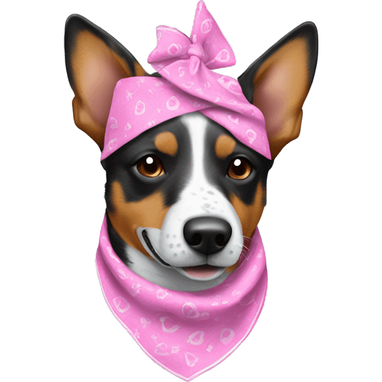 Australian cattle dog with pink bandanna  emoji