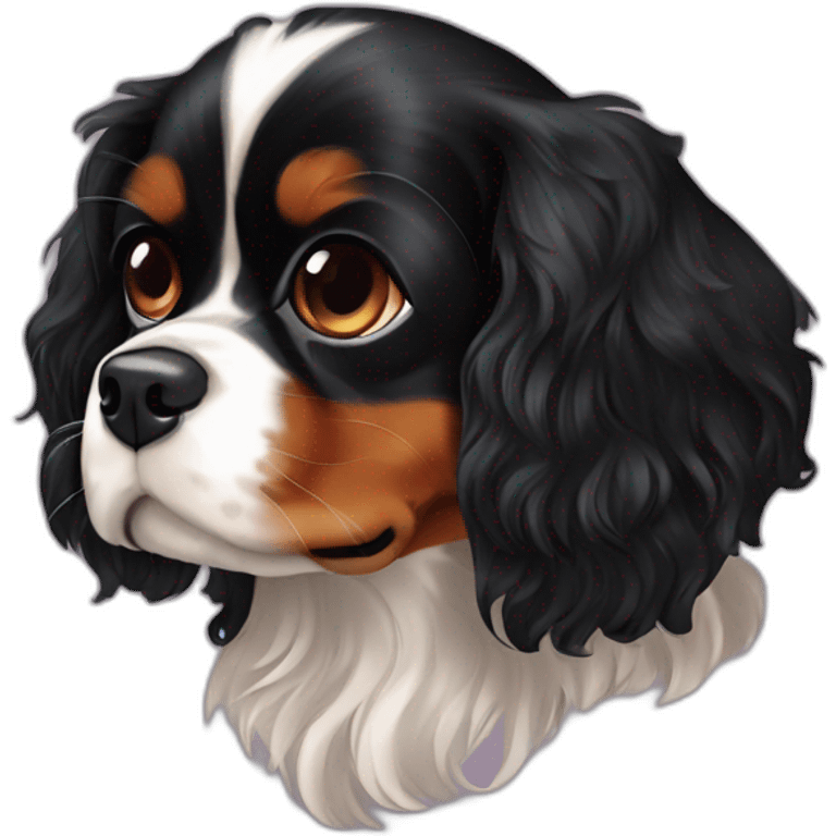 Cavalier King Charles Spaniel Black love emoji