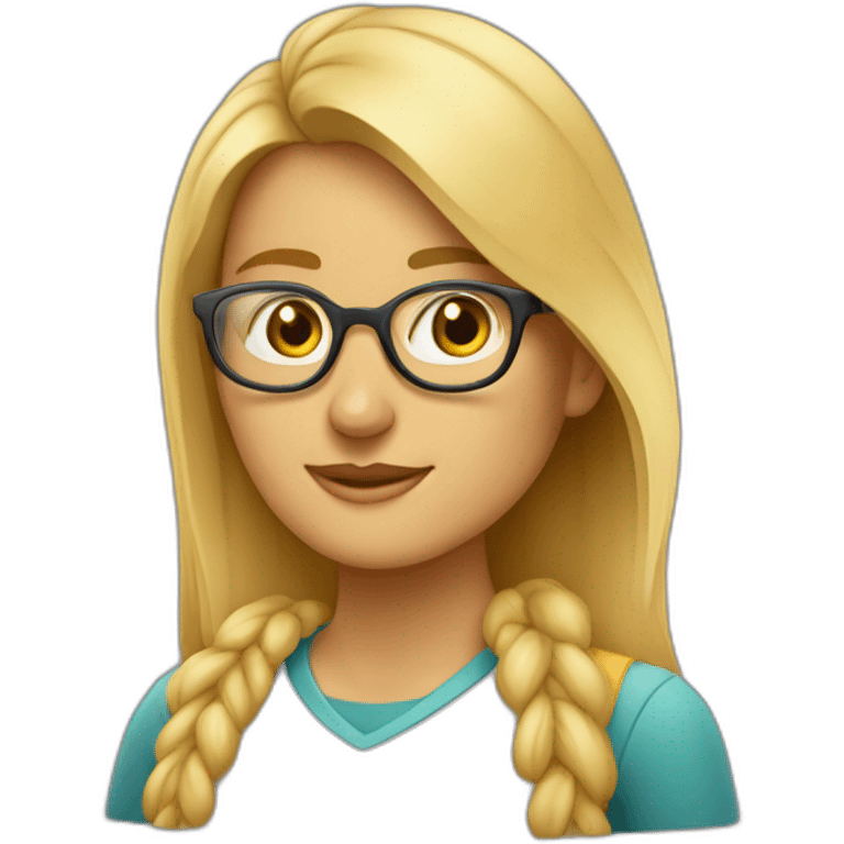 Mujer estudiante mediana edad rubia y con gafas emoji