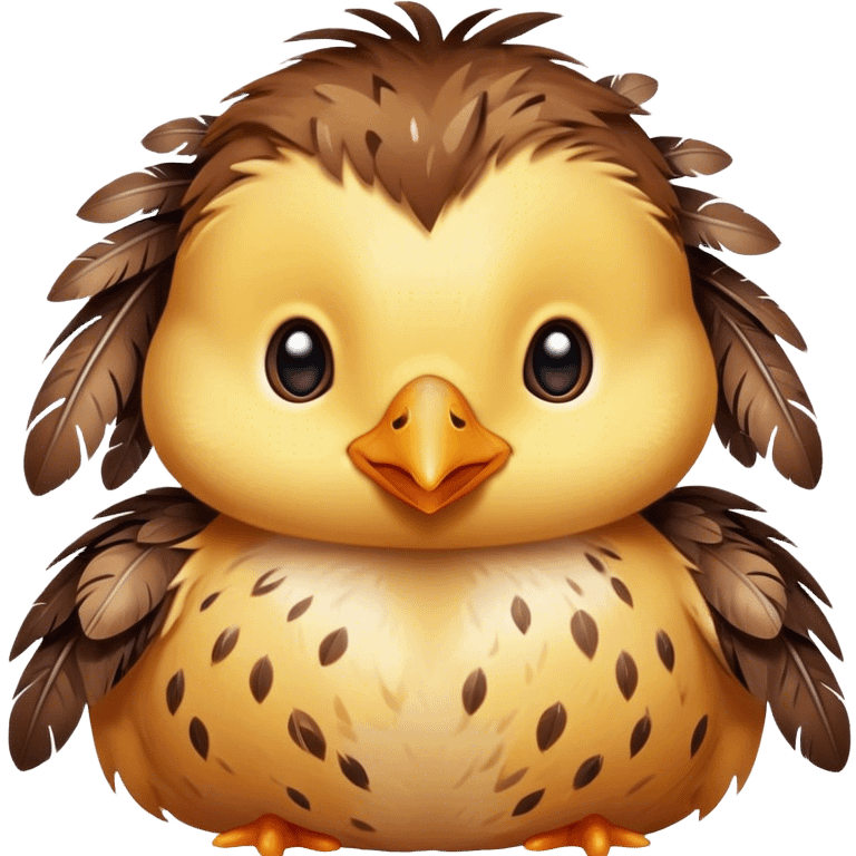 A tiny chick with speckled feathers. emoji