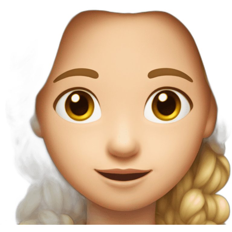 niña con pelo moreno, piel blanca y pecas en la cara,sonriente emoji