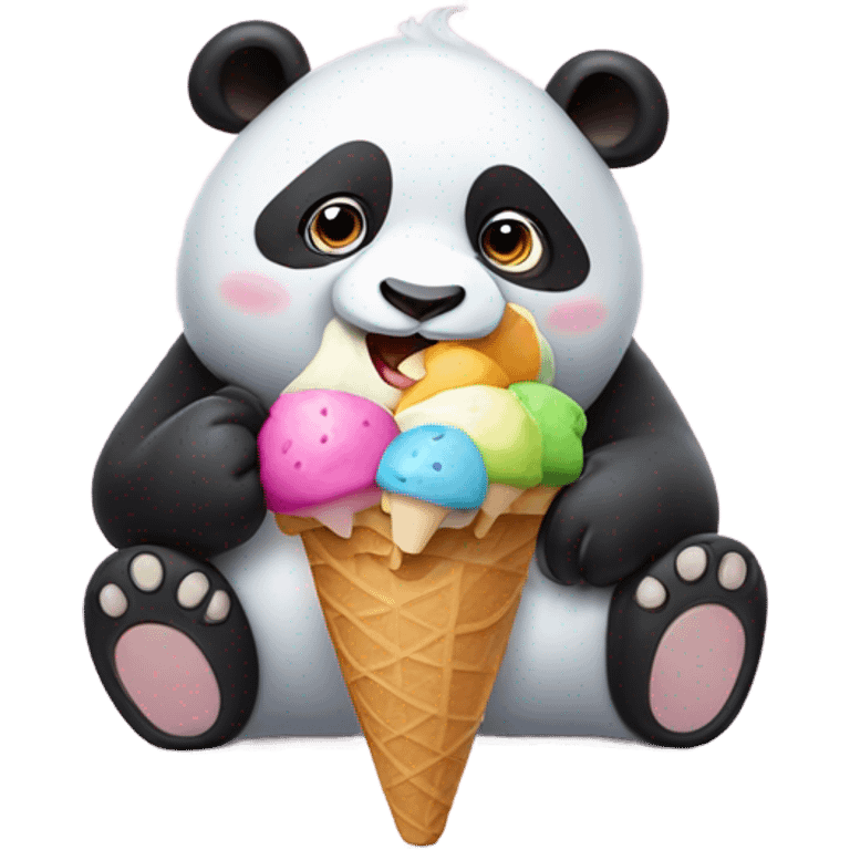 Panda eating ice cream emoji