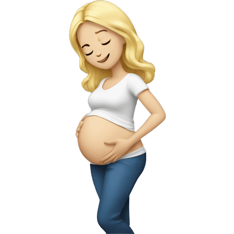 Blonde girl who is pregnant rubbing her belly  emoji