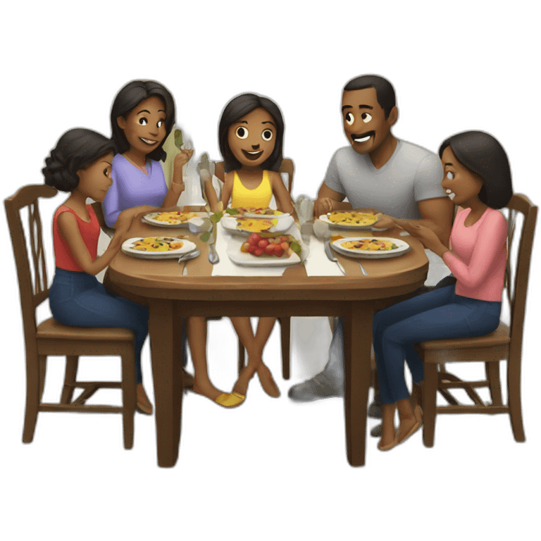 family at dinner table emoji