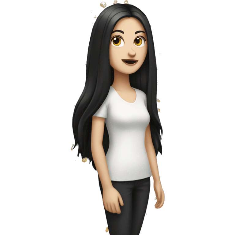 tall white girl with black long hair emoji