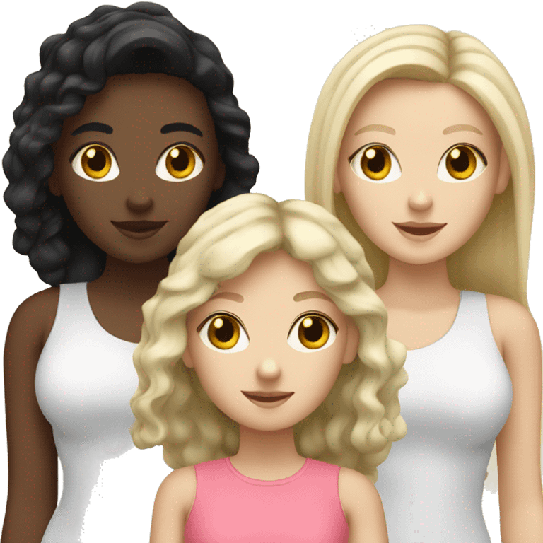 friendgroup of 4 white girls, one blonde and three black hair emoji