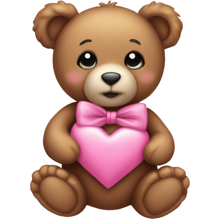 Teddy bear with a pink heart and bow  emoji