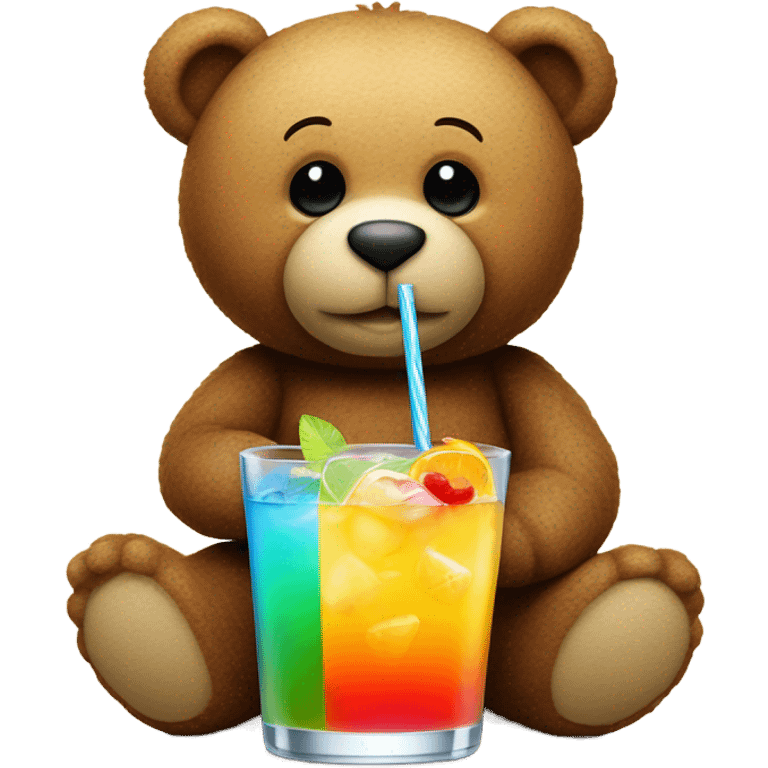 teddy bear drinking a cocktail  emoji