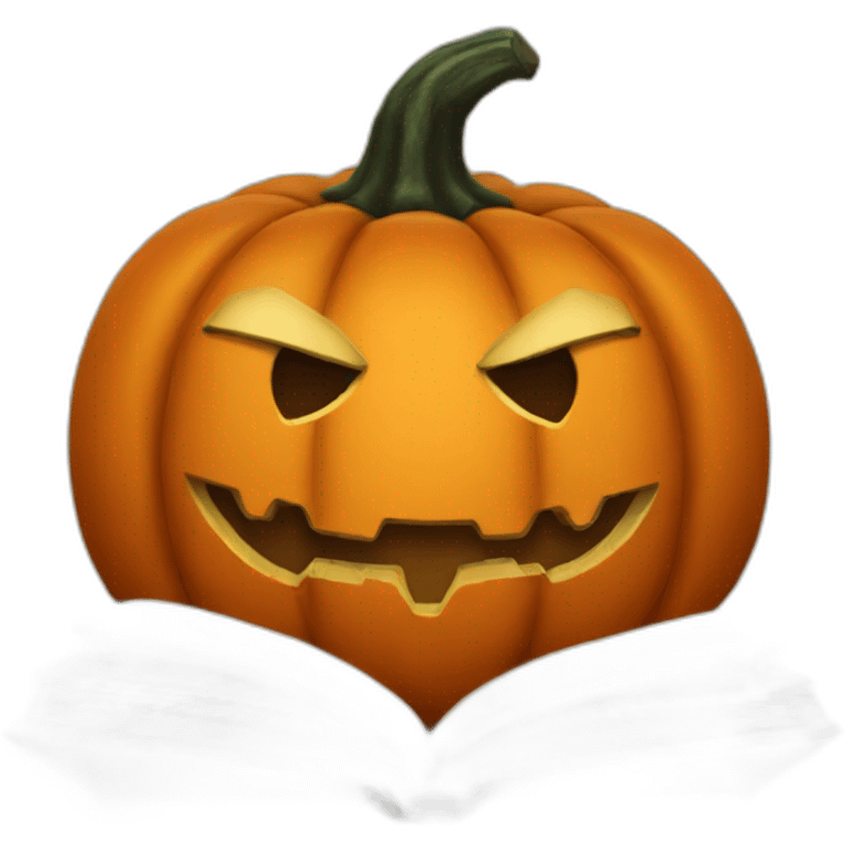 A halloween pumpkin reading a book emoji