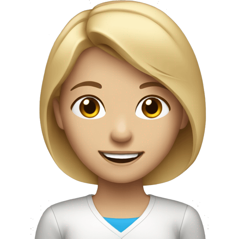 smiling girl in car interior blue eyes brown/blonde hair emoji