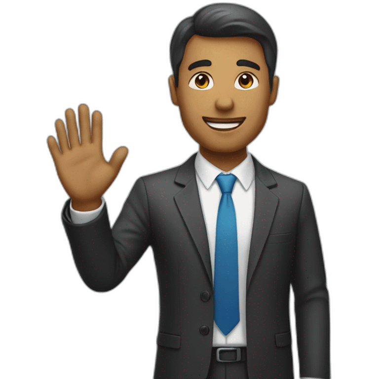 business man raising hand emoji