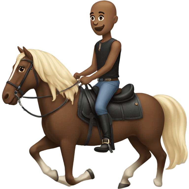 Bald black men riding a horse emoji