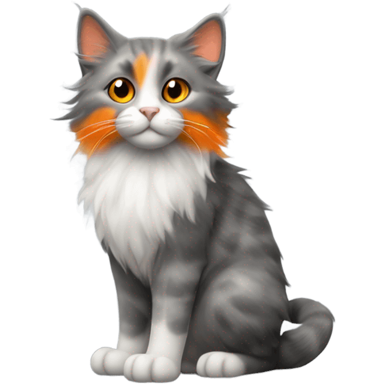 Grey and orange furry cat emoji