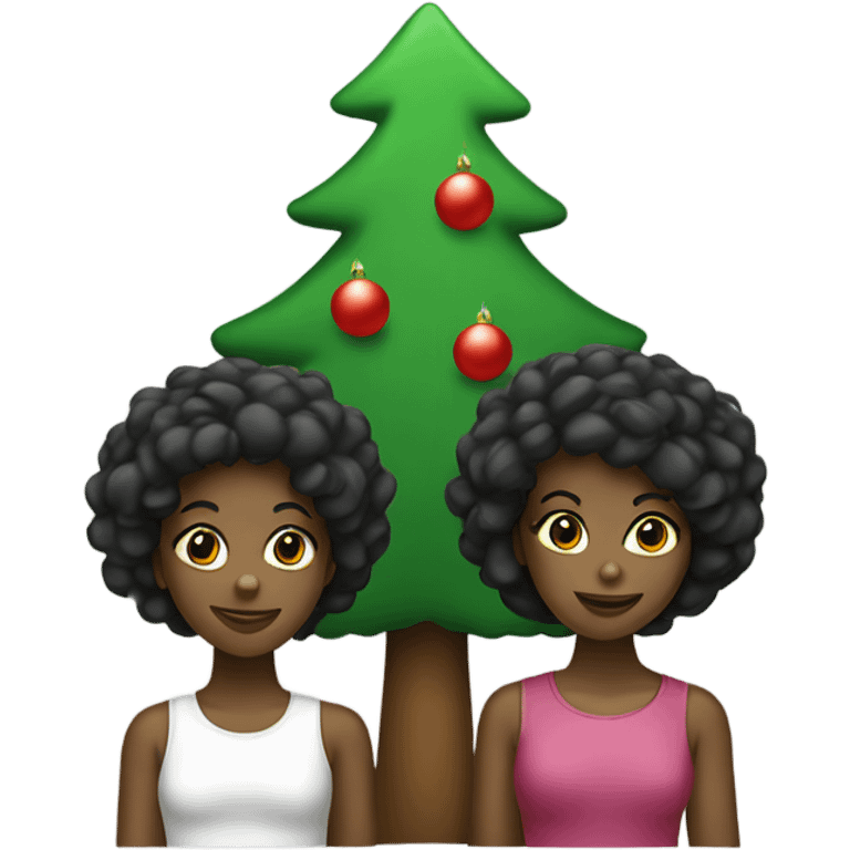 Two black girls Christmas tree emoji