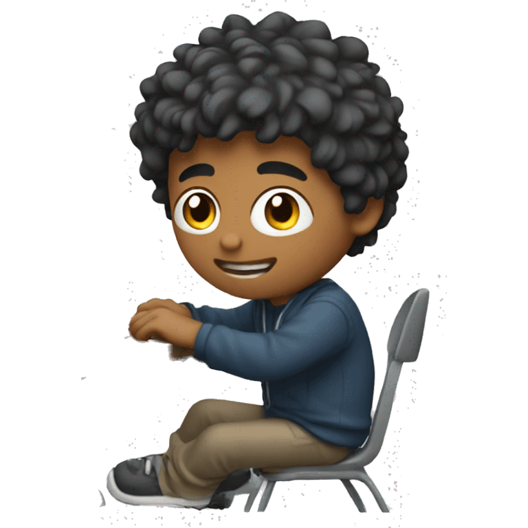 a boy playing pc emoji