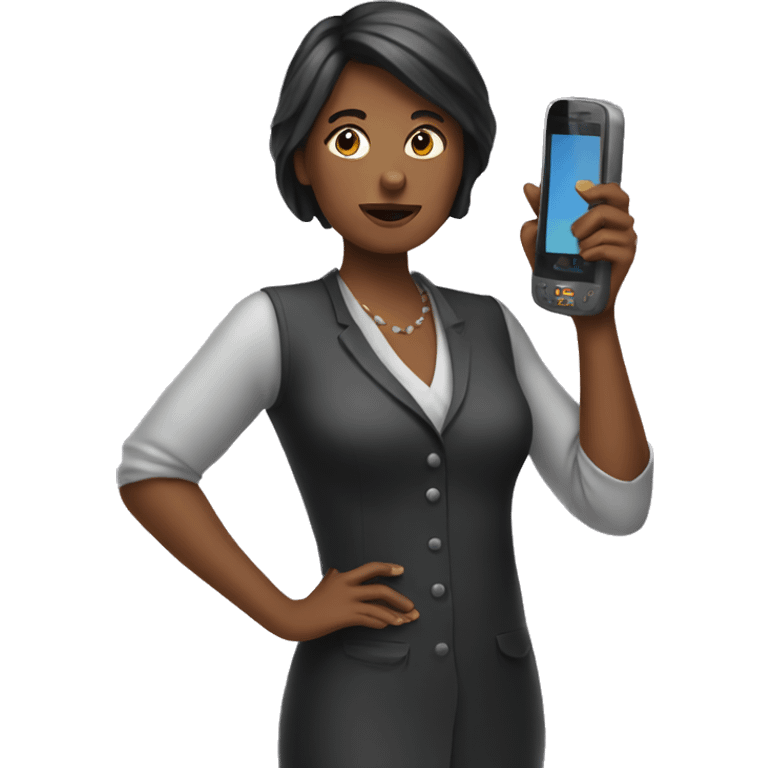 woman holding big phone emoji