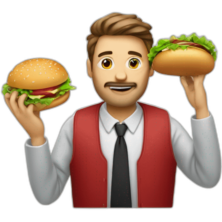 Homme mangeant un hamburger emoji