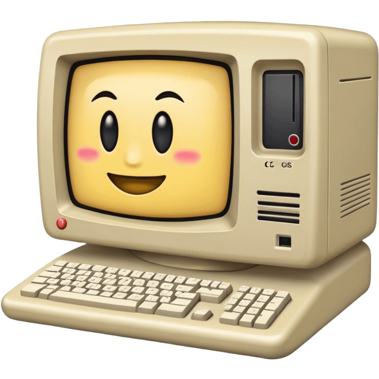 Old computer with c emoji