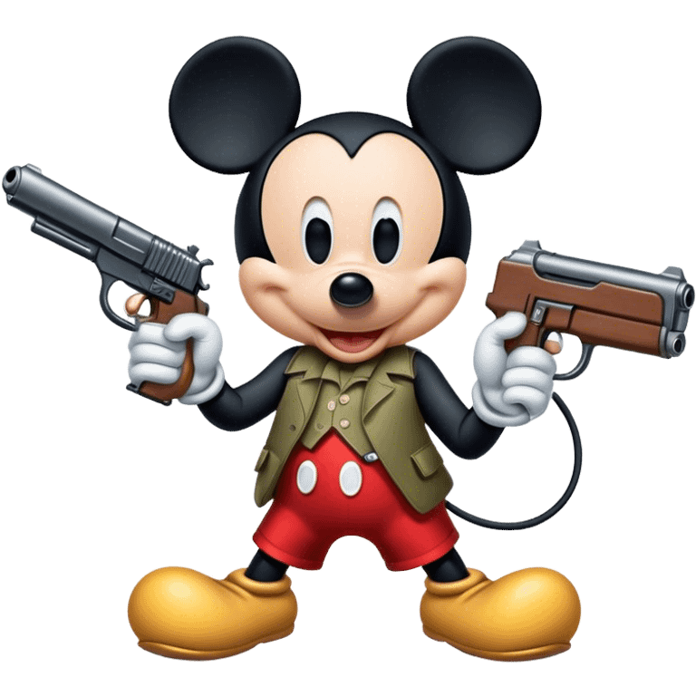 Mickey with a gun emoji