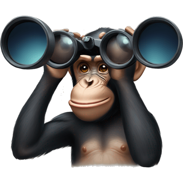 Chimpanzee looking through binoculars  emoji