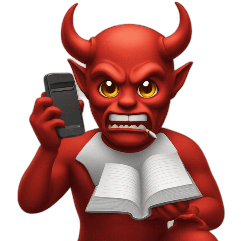 Devil writing phone emoji