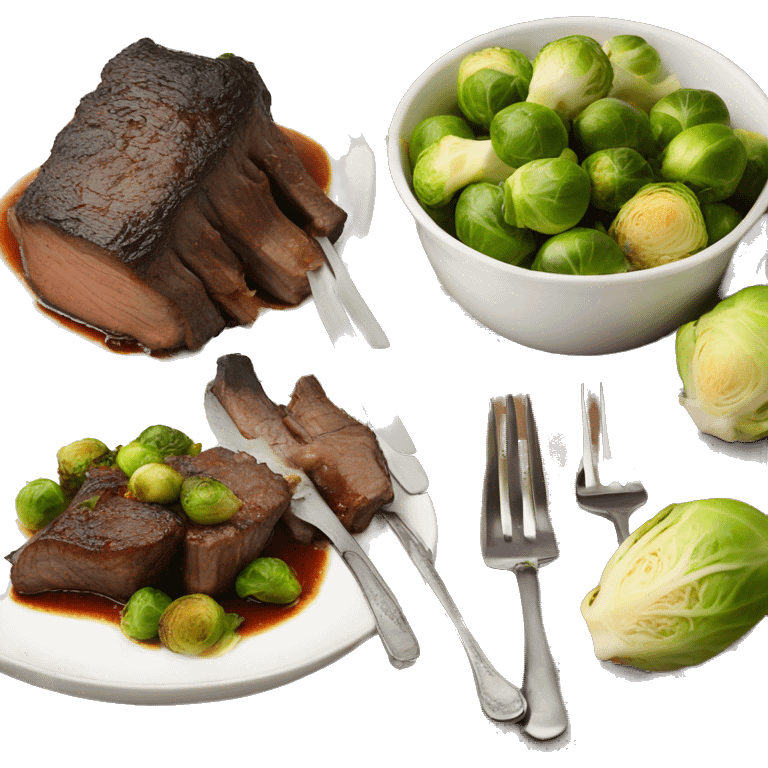 Short rib dinner with Brussel sprouts emoji