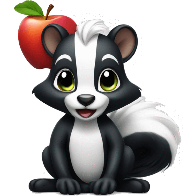 Skunk with apple emoji