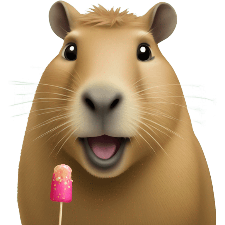 A capybara with a lolie pop  emoji