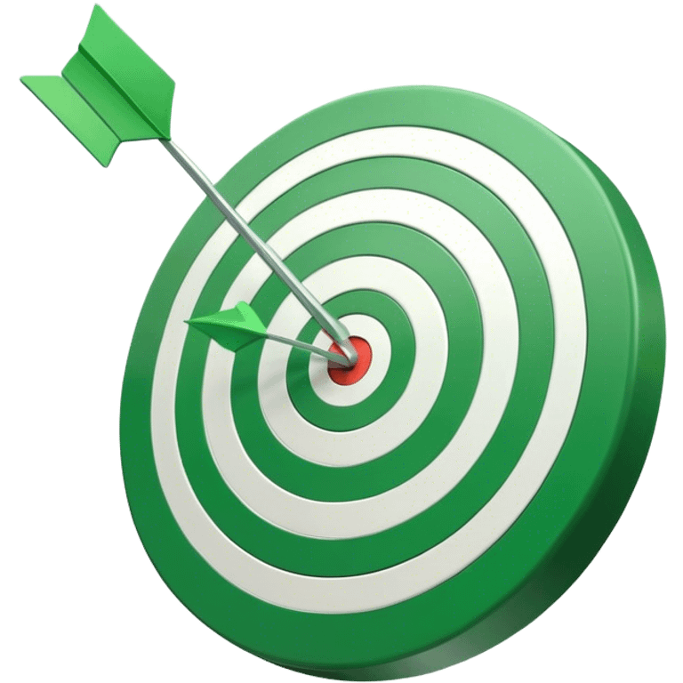 Cinematic Realistic green tilted target with a white arrow in the center  emoji