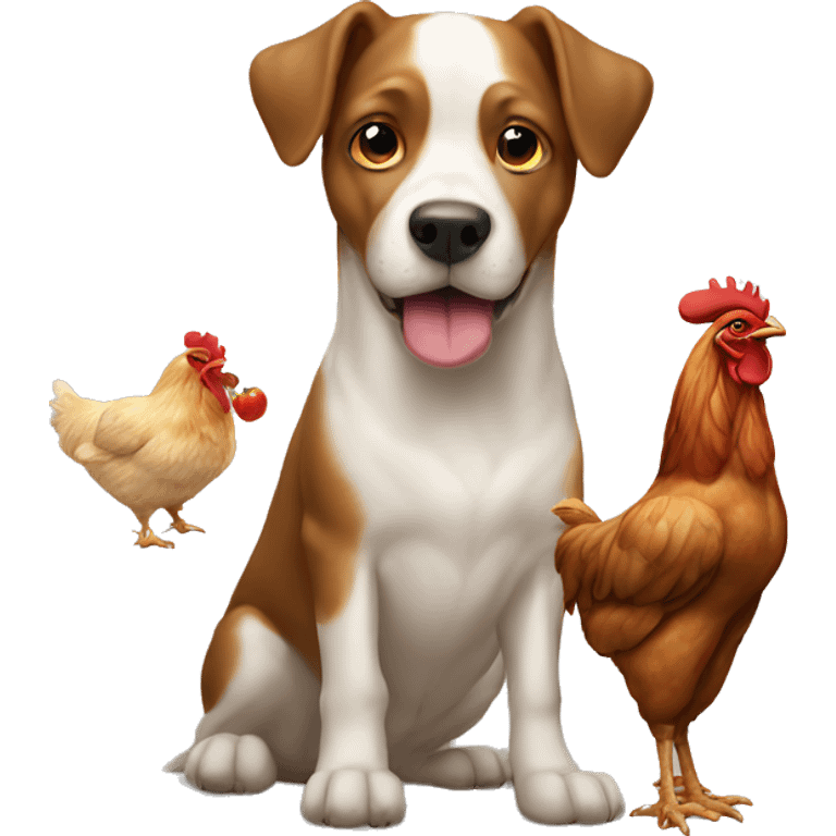 dog chsing chickens emoji