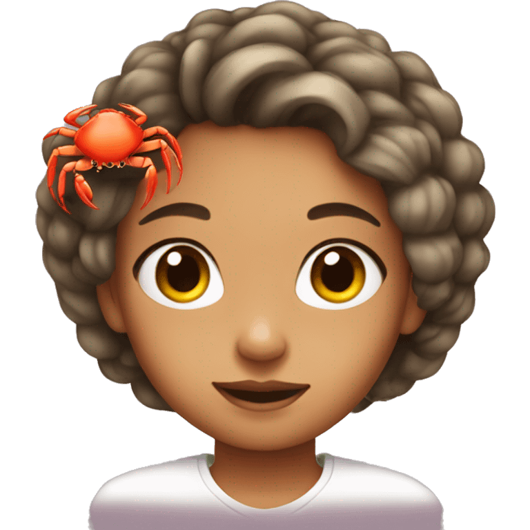 girl in her hair with a crab emoji