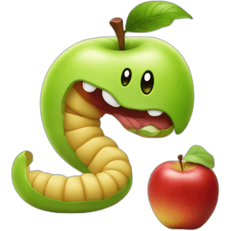 Worm eating an apple emoji