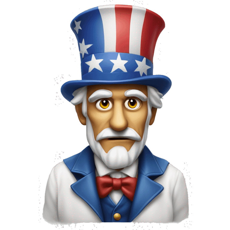 Uncle Sam with pitiful eyes up to his waist photorealistic serious emoji