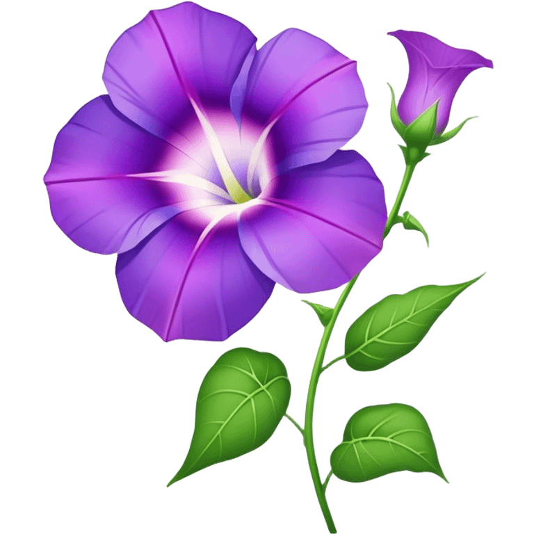 single purple Morning Glorysuper, stem emoji