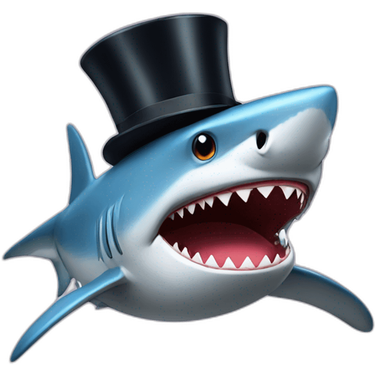 Shark with a top hat emoji