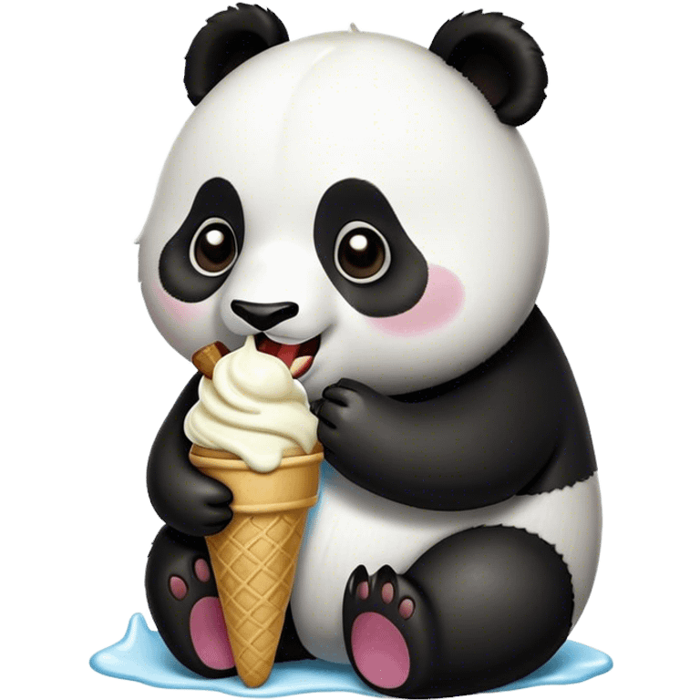 Panda eating ice cream emoji