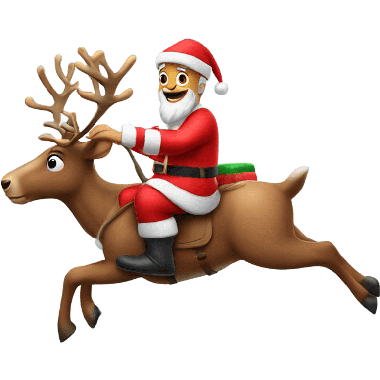 Santa clause mailman riding reindeer emoji