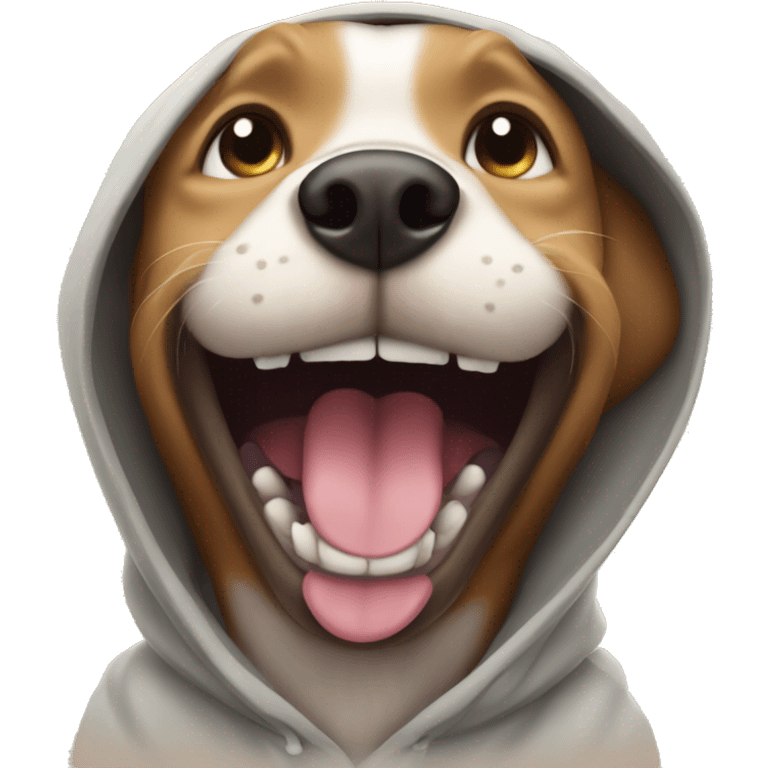 Dog laughing in hoodie emoji