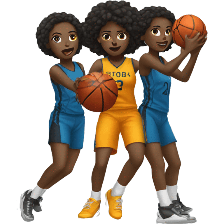 Two black girls shooting basketball emoji