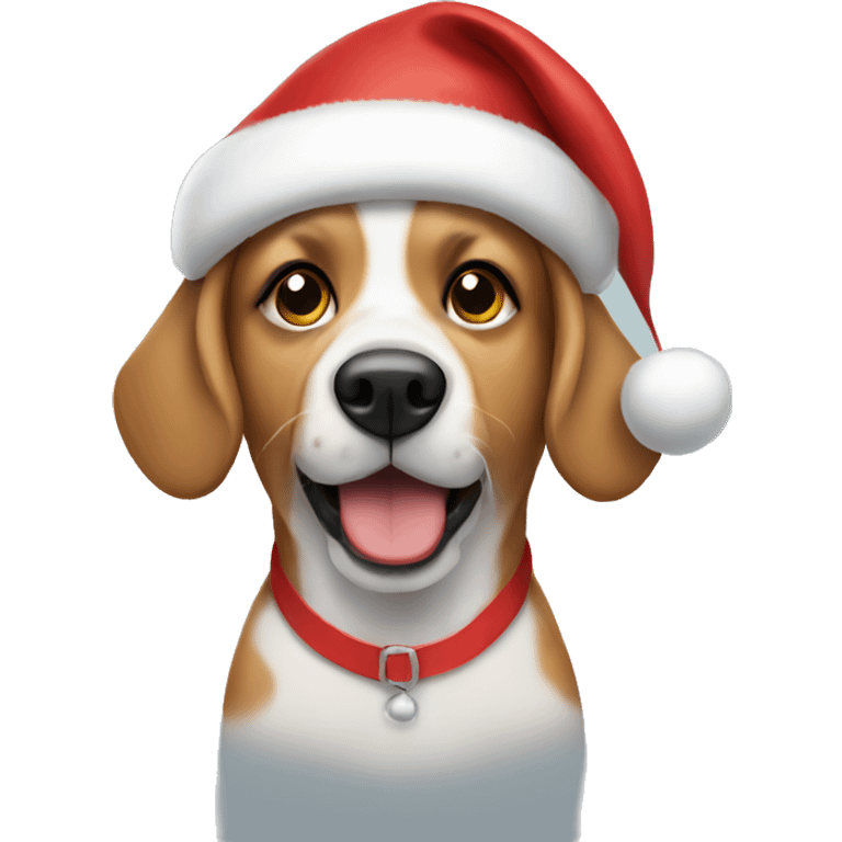 Dog wearing Santa hat emoji