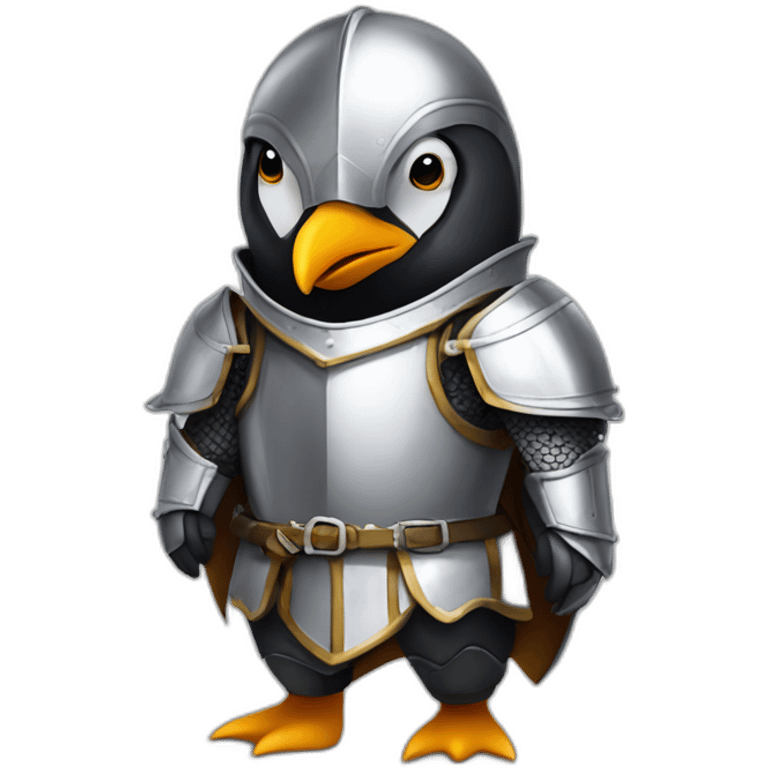 penguin in full suit of knights armor emoji