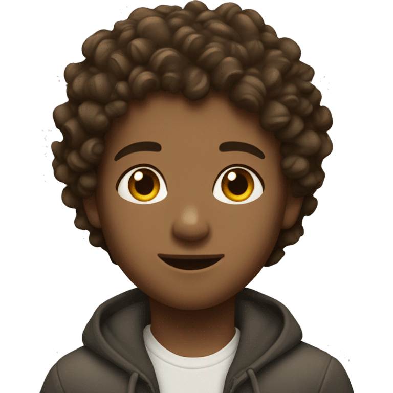 boy with brown curly hair and lighting skin  emoji