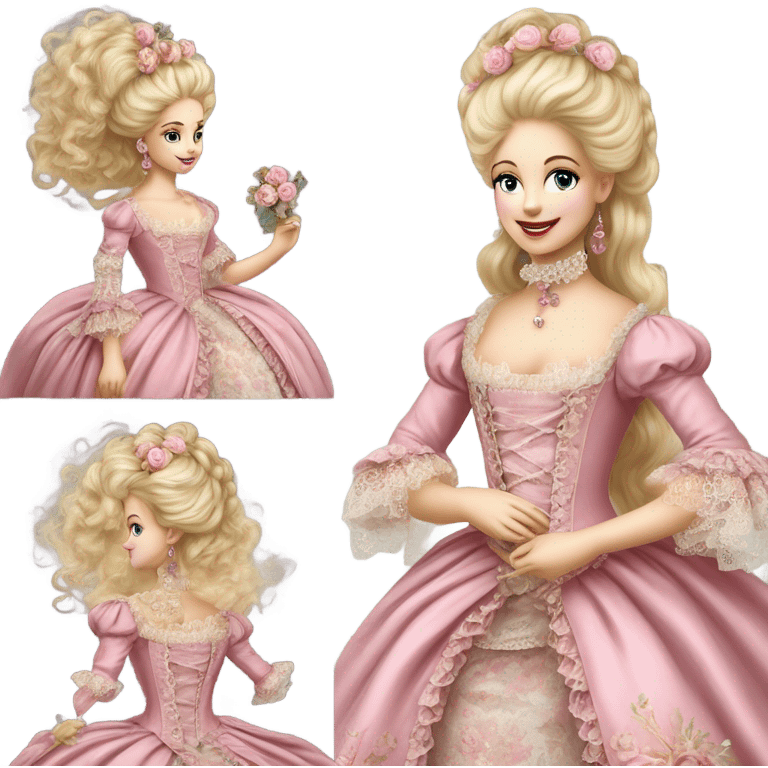 Beautiful highly detailed vintage  rococo princess with blonde hair and a pink gown Marie Antoinette  emoji