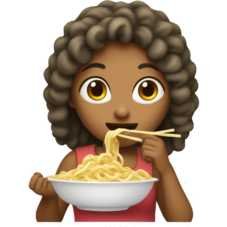 a girl eating roman noodles  emoji