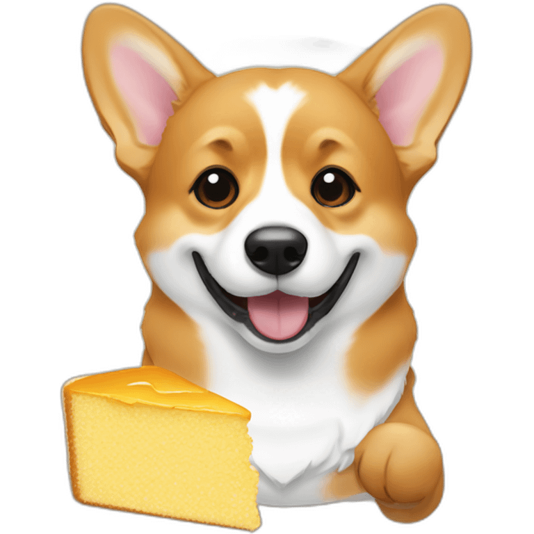 corgi eating cornbread covered in honey emoji