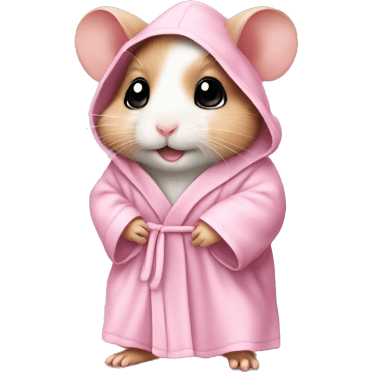 baby hamster in light pink robe full body emoji