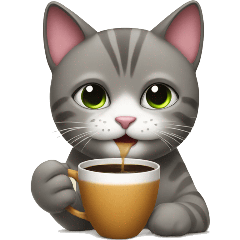 A cat drink Coffe emoji